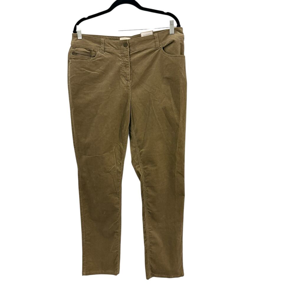 Chicos The Perfect Fit Tan Corduroy Slim Pants NEW Size L/12 Preppy Minimalist